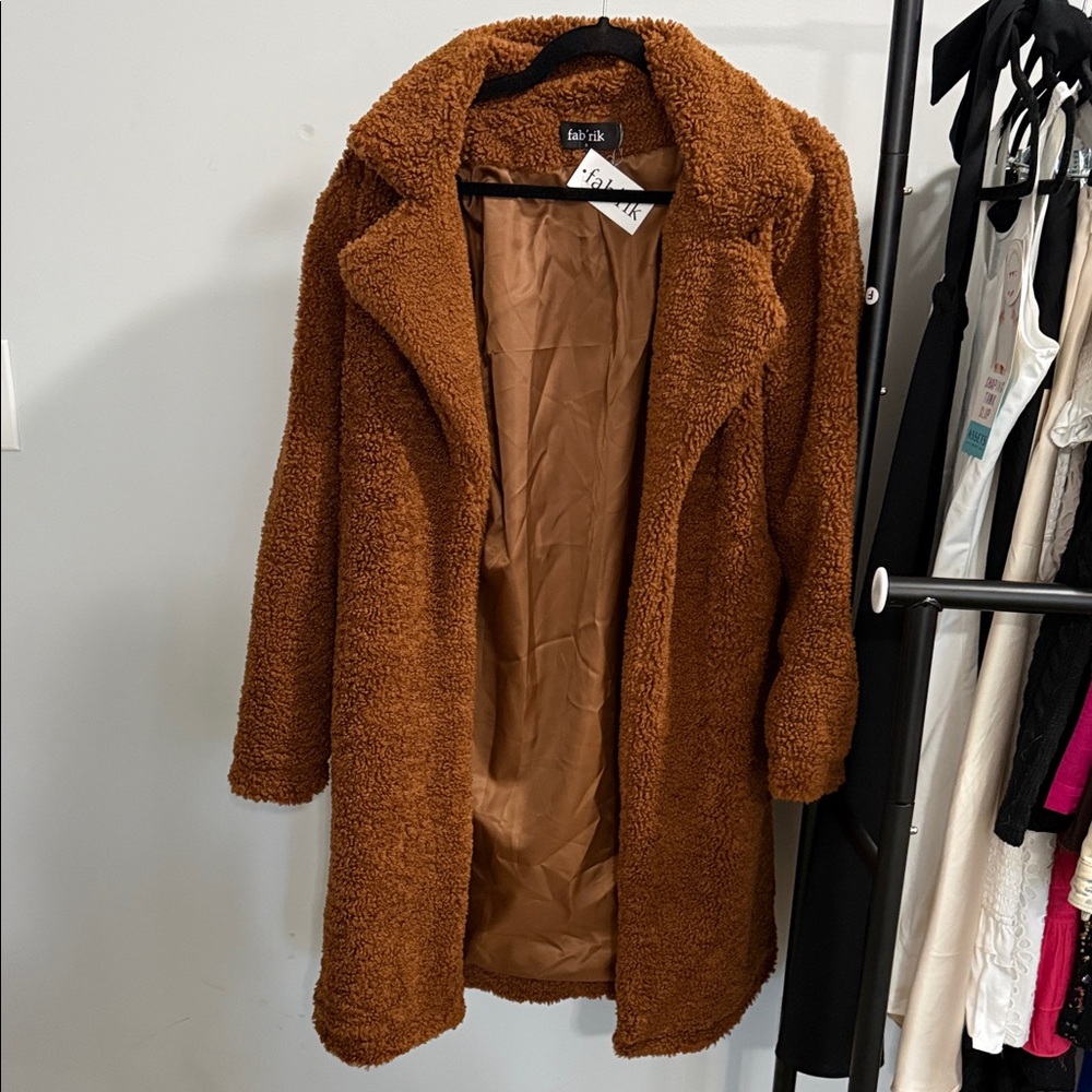 Fab’rik Women's Brown Teddy Coat